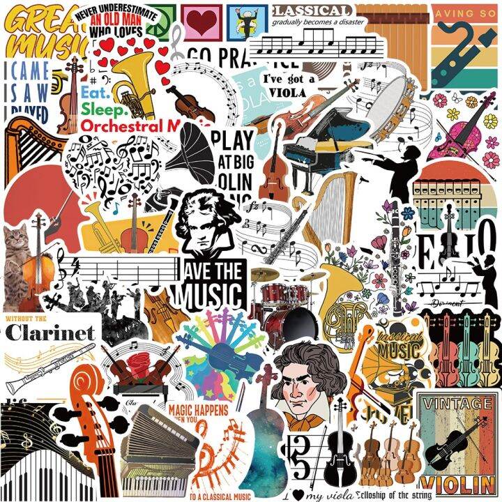 yf-10-52pcs-musical-instrument-music-cartoon-graffiti-stickers-refrigerator-luggage-kid-classic-sticker-decals