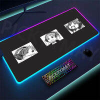 อะนิเมะ RGB แผ่นรองเมาส์สีดำและสีขาวขนาดใหญ่ Gamer Mousepads LED โต๊ะพรมปูพื้นแผ่นรองเม้าส์ Backlit แผ่นแล็ปท็อปส่องสว่างแป้นพิมพ์เสื่อ