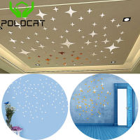 Polocat Acrylic 50pcs / set Sky Stars Wall 3d Mirror Sticker Wall Decal Living Room Ceiling Removable Decal Art Decoration Diy New Hot Sale