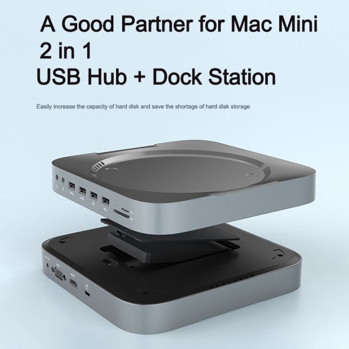 usb-c-hub-แท่นวางมือถือกล่องใส่ฮาร์ดดิสก์สำหรับ-mac-mini-รองรับ-hdmi-vga-tf-การ์ดรีดเดอร์-sd-เหมาะสำหรับ-mac-mini-feona