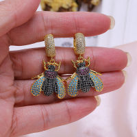 JUWANG Vintage Piercing Hoop Earrings For Women AAA Cubic Zirconia Beetle Bee Dangle Earrings Fashion Jewelry Pendients Mujer