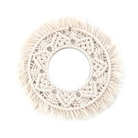 Macrame Makeup Hanging Wall Mirror Handmade Tapestry Fringe Bohemia Decoration for Apartment Living Room Bedroom