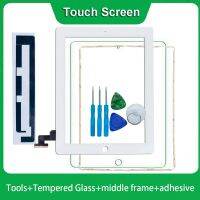 ♦◑ 100 Brand For iPad 2 A1395 A1396 A1397 Touch Screen Digitizer Sensor Glass Panel With Middle Frame AdhesiveTools Tempered Glass