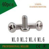 40PCS M1/M1.2/M1.4/M1.6*L mm screw GB818 half round 304 Stainless Steel flat Phillips head cross Truss head screw Nails Screws  Fasteners