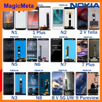 MagicMeta หน้าจอจอ LCD แบบดั้งเดิมสำหรับ Nokia N1 N1บวก N2 2 V Tella N3 N5 N6 N7 N7บวก8 V 5G UW ชุดแสดงผลหน้าจอสัมผัสแอลซีดีสำหรับ Nokia N Series พร้อมเครื่องมือซ่อมและกาวฟรี