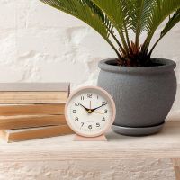 4.5 Inch Battery Operated Antique Retro Analog Alarm Clock, Small Silent Bedside Desk Metal Clock with Light