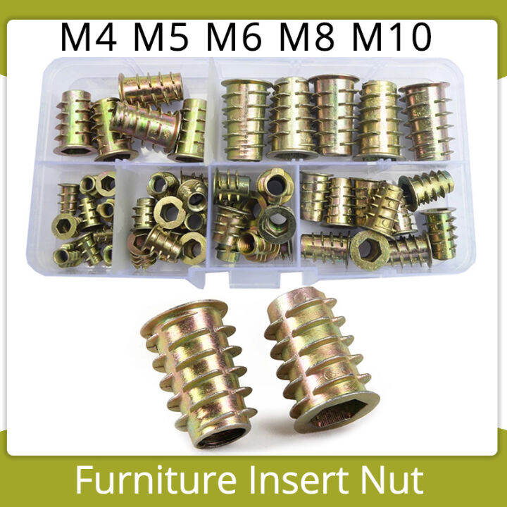 M4 M5 M6 M8 M10 Hex Drive Head Flang Furniture Nuts For Wood Thread