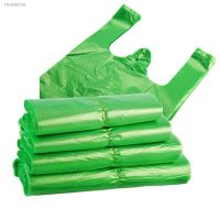 ✆✲ 100pcs/pack Green Plastic Bag Supermarket Carry Out Bag Disposable Vest Bag with Handle Kitchen Living Room Clean Food Packaging