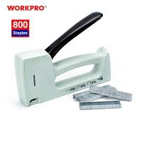 WORKPRO ลวดเย็บกระดาษแบบแมนนวลพร้อมที่เย็บกระดาษ800ขนาด6มม./8มม./10มม. เฟอร์นิเจอร์ตกแต่งบ้านเล็บพลาสติกหน้าที่เบา J14เย็บกระดาษ DIY