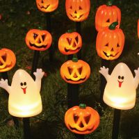 【YP】 Ghosts Pumpkin Pathway Markers Lights Stake Lighted Outdoor Yard Walkway