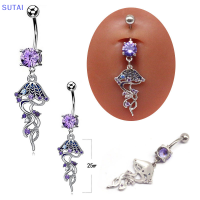 ?【Lowest price】SUTAI จี้แมงกะพรุนแฟชั่นเงางามสะดือแหวนสแตนเลสสะดือสะดือสวยงามเครื่องประดับแฟชั่นร่างกาย