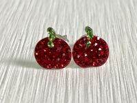 GM Crystal Fashion Sliver 925 Stud Earring Apple-Shaped Color 8.5mm