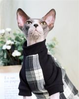 ZZOOI Classic plaid Cat Clothes Spring Summer Cat Dresses Hairless cat Outfits Stain Resistant Sphynx Cat Apparel