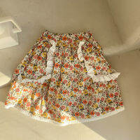 deer jonmi 2022 Spring Korean Style Baby Girls Floral Printed Skirts Lace Ruffles Children Cute Cotton Skirt