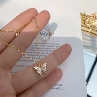 ONLY Exquisite Double Layer Clavicle Chain Choker Jewelry Accessories Shiny Butterfly Necklace Women Pendant Fashion Bling Ladies GiftMulticolor