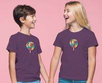 Boy and Girl T-shirt Candy Printed 100% เสื้อยืดสกรีนลายขนมน่ารัก อมยิ้ม