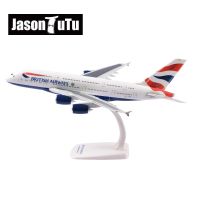 JASON TUTU กระเป๋าเครื่องบินอังกฤษแอร์บัสโมเดลเครื่องบิน A380 ABS พลาสติก Diecast ประกอบโมเดลเครื่องบินการลดลง