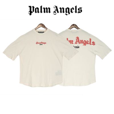 Palm Angels เสื้อยืดแขนสั้นลําลอง ระบายอากาศ พิมพ์ลายตัวอักษร 100% สําหรับผู้ชาย และผู้หญิง lwk