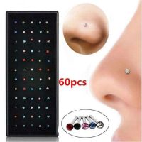 60pcs/set 1.8mm Nose Studs Stainless Steel Nose Hoop Nose Ring Stud Body Piercing Labret Jewelry Punk Style Body jewellery