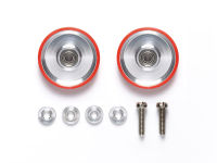 95580 TAMIYA Mini 4 WD 17mm Aluminum Ball-Race Rollers (Dish Type) w/Plastic Rings (Red)