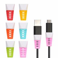 XSCLZE 10 ชิ้น ทนทาน คลิปลวด ที่เก็บสาย ปลอกป้องกัน สายชาร์จ USB ตัวป้องกันสายไฟ ตัวป้องกันสายเคเบิล เคสป้องกันสายดาต้า ฝาครอบม้วนเก็บสาย