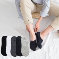 5 Pairs Men Casual Invisible Short Socks Solid Color Letter Print Boat Sox Non-slip Comfortable Breathable Cotton Ankle Socks Socks Tights