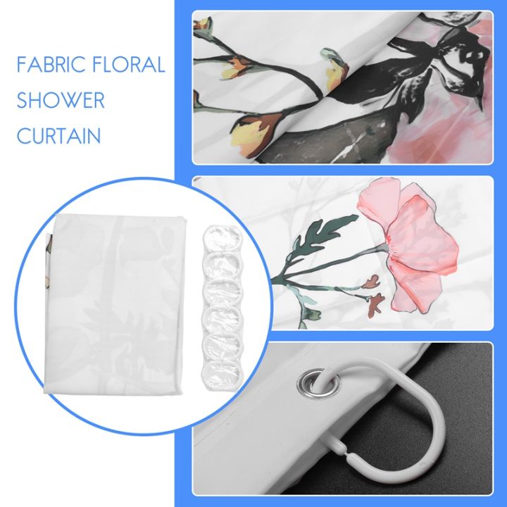 floral-shower-curtain-with-12-hooks-watercolor-botanical-flowers-decorative-bath-curtain-modern-bathroom-accessories