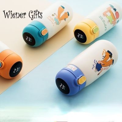 New Double layer Vacuum Belly Cup Portable Bouncing Children 39;s Pot Touch Temperature Display Intelligent Thermos Cup