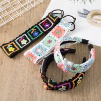 【YF】 AWAYTR Ethnic Crochet Flower Headband Knitting Cross Hairband Hair Hoop Colorful Elastic Bands for Women Accessories