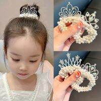 Princess Crown Headdress Hair Accessories Children 39;s Hair Rubber Band Pearl Head Rope Kids Crown Headwear Princess Hair Ring