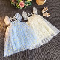 Girls Daisy Mesh Dress Girl Blue Pink Dresses Kids Dresses for Girls Korean Baby Clothes Toddler Girl Summer Clothes Girls Dress  by Hs2023