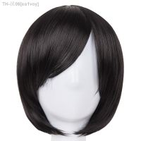 Black Bob Wig Fei-Show Synthetic Heat Resistant Fiber Oblique Bangs Short Wavy Cosplay Halloween Carnival Hair Women Hairpieces [ Hot sell ] ea1voy