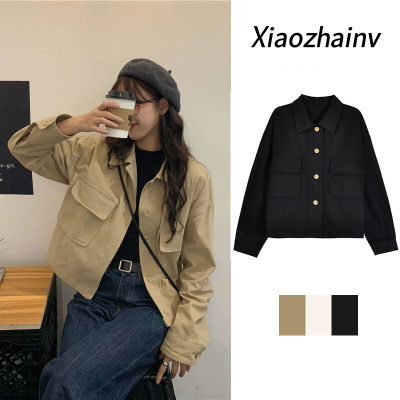 *Xiaozhainv เสื้อโค้ทแขนยาวของผู้หญิง,เสื้อแจ็คเก็ตมีปกแขนยาวสไตล์เกาหลีใหม่