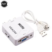 ◎✉ VGA to AV Mini Converter Scaler Adapter Support 1080P VGA2AV Converter PC to TV HD Computer to TV Wholesale