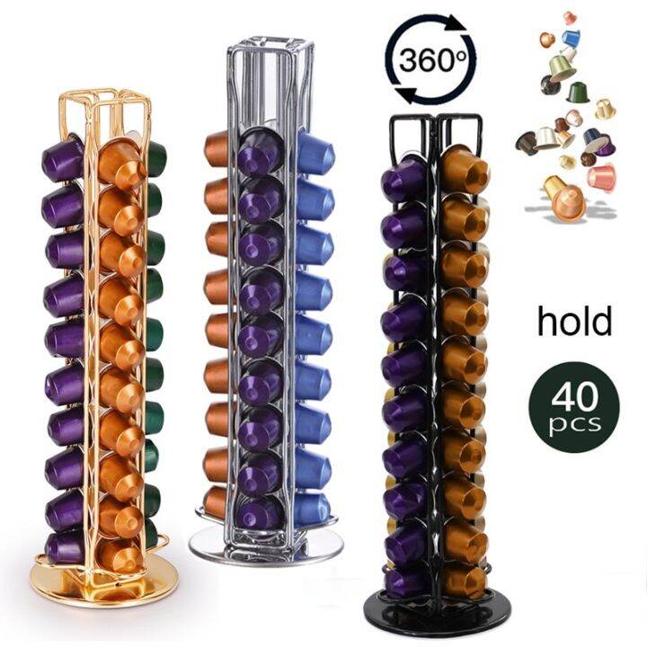 40 Cups Nespresso Coffee Pod Holder 360 Rotating Rack Coffee Capsule