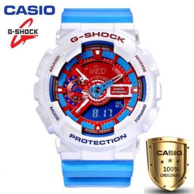 Casio_G-SHOCK  รุ่น GA-110AC-7A นาฬิกาสปอร์ทสำหรับผู้ชาย 200M กันน้ำกันกระแทกและกันน้ำโลกไฟแอลอีดีอัตโนมัติ（ของแท้100% ประกันCMG)