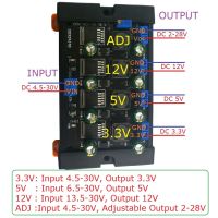 3A 4Ch ราง DIN โมดูลจ่ายไฟฟ้าแบบสเต็ปดาวน์หลายแผงวงจรเอาต์พุตได้3.3V 5V 12V ปรับได้