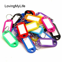 【พร้อม!】30ชิ้นที่มีสีสันพลาสติกที่สำคัญ Fobs ภาษาแท็ก ID ป้ายพวงกุญแจแท็กชื่อที่มีแหวนแยกสำหรับสัมภาระพวงกุญแจพวงกุญแจ