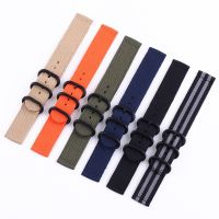 ♂ Black Ring Buckle 1PCS 18MM 20MM 22MM 24MM Short Nylon Watch Band Nato Waterproof Watch Strap Black Buckles Black/Grey Blue