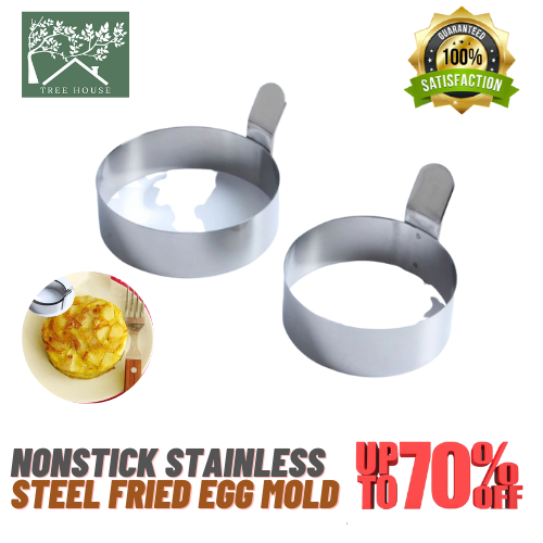 2Pcs Nonstick Stainless Steel Fried Egg Mold With Handle Round Pancake