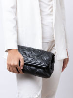 ?Tory Burch Fleming Soft Leather Clutch Black งาน Shop ใหญ่?