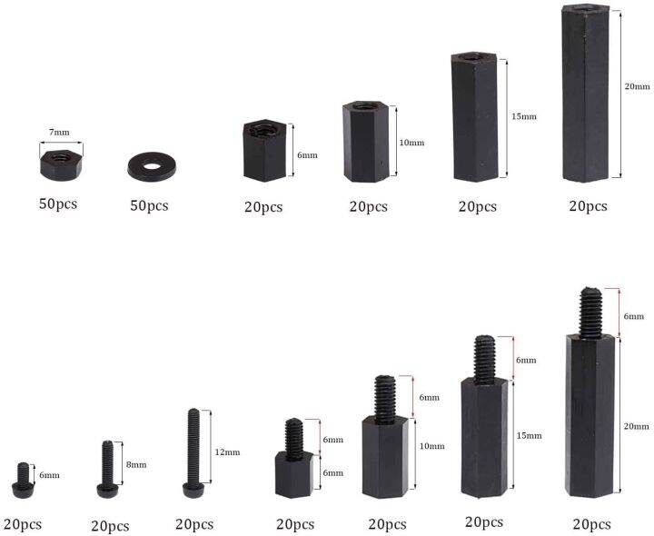 320pcs-m2-m3-m4-male-female-hex-nylon-spacer-standoff-screw-threaded-pillar-pcb-motherboard-standoff-plastic-spacing-screws-nuts-nails-screws-fastener