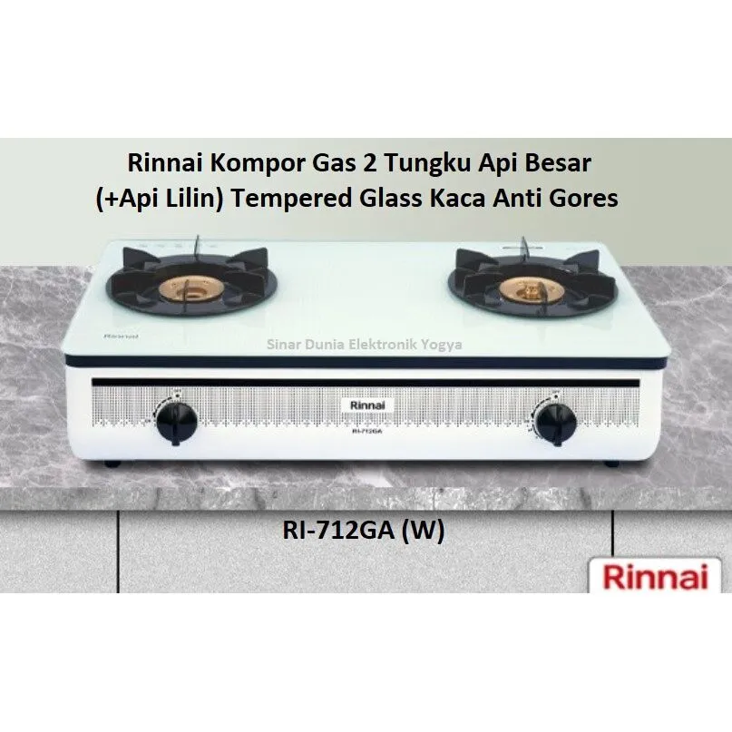 Kompor Gas 2 Tungku Rinnai Ri 712 Ga W Tempered Glass Ri712gaw Ri 712 Ga W Lazada Indonesia