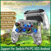 เปลือกโปร่งใสไร้สาย Gamepads สำหรับ NS สวิทช์เกมคอนโซลบลูทูธควบคุมจอยสติ๊กสำหรับสวิทช์ Lite OLED PC Android V3