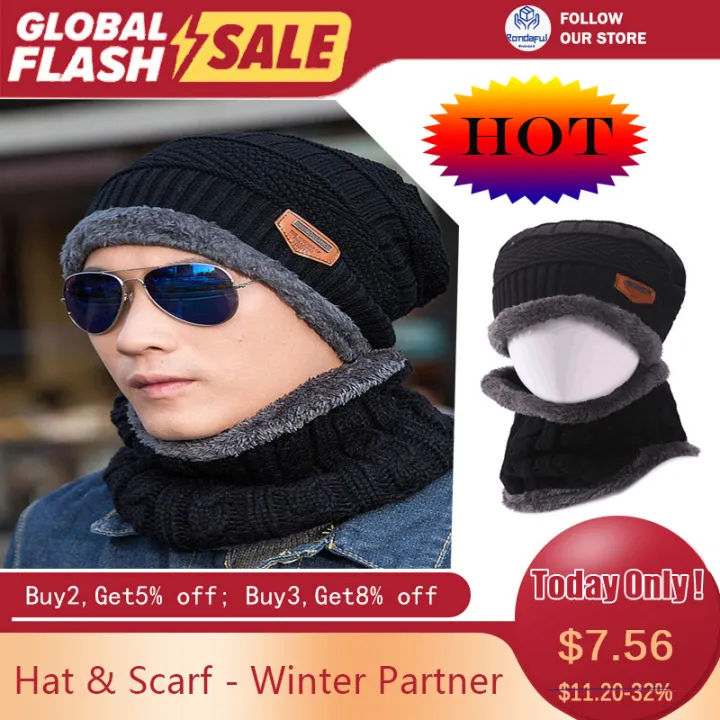 mens beanie hat and scarf set