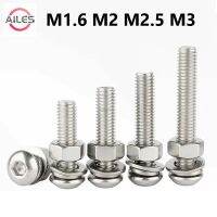 M1.6 M2 M2.5 M3 Hex Button Socket Head Cap Screw Nut Washer 304 Stainless Steel Pan Head Hexagon Socket Extend Long Bolts Set Nails  Screws  Fasteners