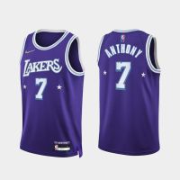 High quality basketball clothes NBA Los Angeles embroidered purple jersey No. 7 city tram Retro Platinum version of the basketball uniform for mens 75th anniversary of the new season