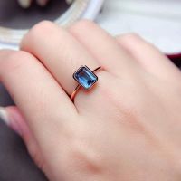 Natural London Blue Topaz 5*7mm Gemstone Trendy Ring for Women Real 925 Sterling Silver Fine Jewelry Birthstone Gift