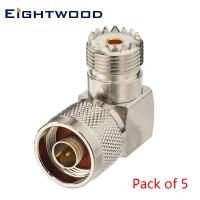 Eightwood N to UHF Car Radio Antenna RF Coaxial Adapter N Plug Male to UHF Jack Female Connector Right Angle SO-239 SO239 5PCS