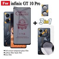 3 In 1สำหรับ Infinix GT 10 Pro Note 30 VIP Note 30 Pro ป้องกันการสอดแนมชนิดเคลือบเพื่อความอ่อนโยนกระจกฟิล์มกระจก iPhone X พร้อม Privacy ด้าน